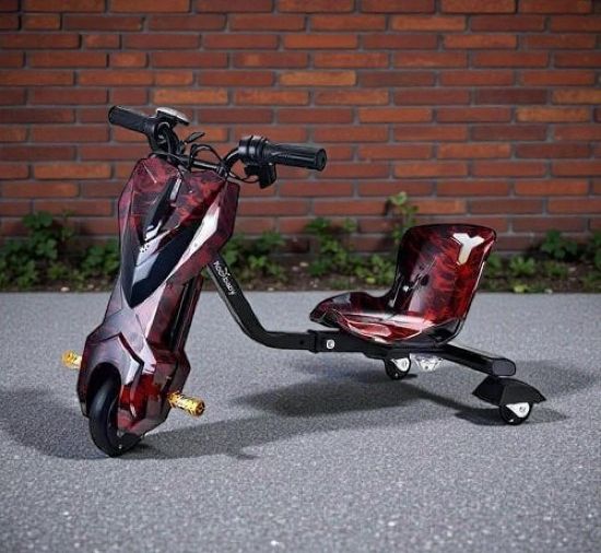 صورة سكوتر درفت (صغير) بطبعة نارية بحمراء غامقة 36 فولت